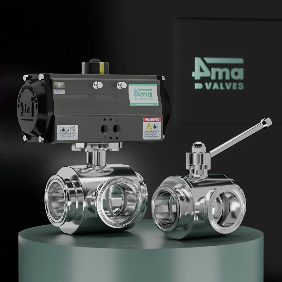 3 Way Design Sanitary Ball Valve T.c. End