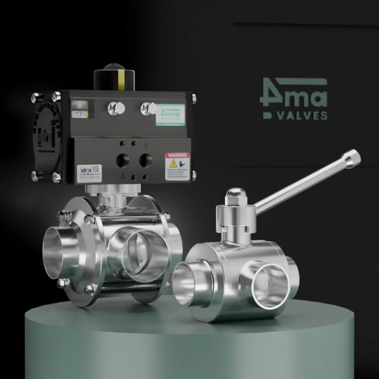 3 way Sanitary Ball Valve Weldable End